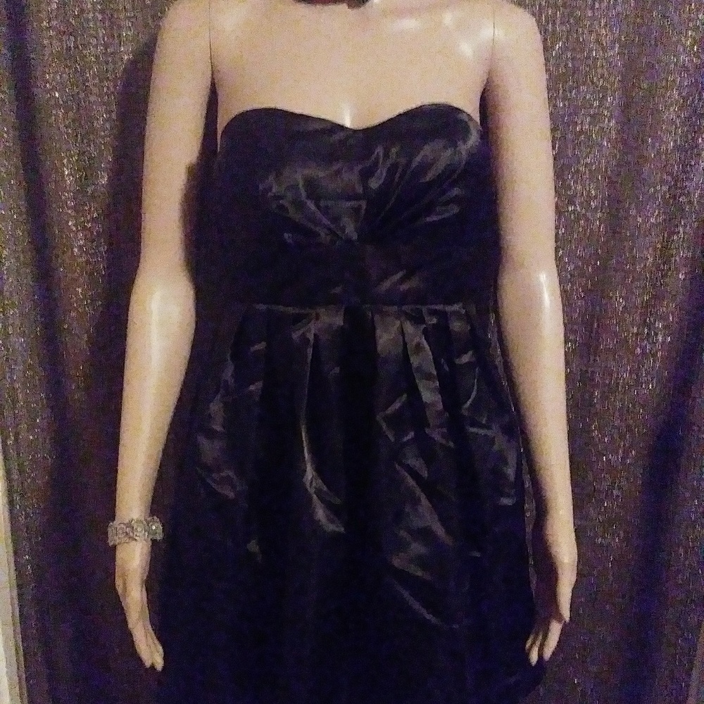 A Black Satin Sleeveless Dress